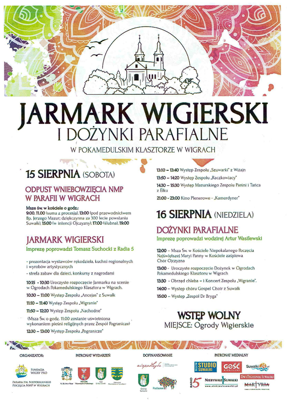 Jarmark Wigierski i
                            Dożynki Parafialne 15 sierpnia 2020 r.